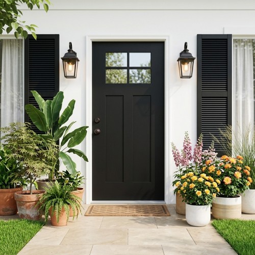 36x80 black fiberglass entry - black,
