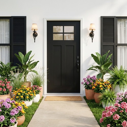36x80 black fiberglass entry - black,