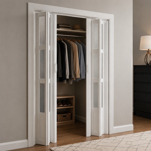 Pvc accordion door frosted - /,