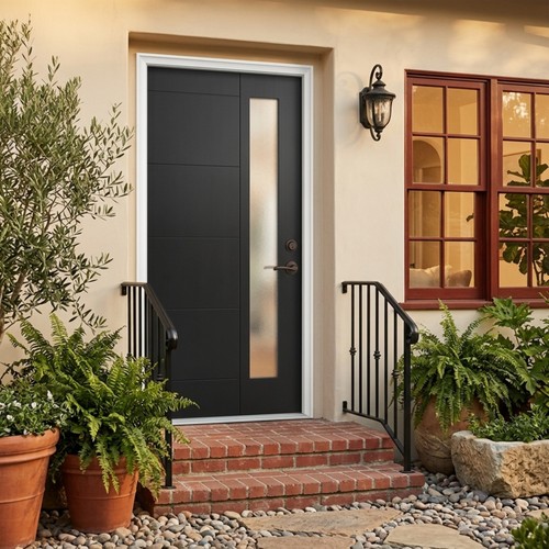 36x80 black fiberglass entry - black,